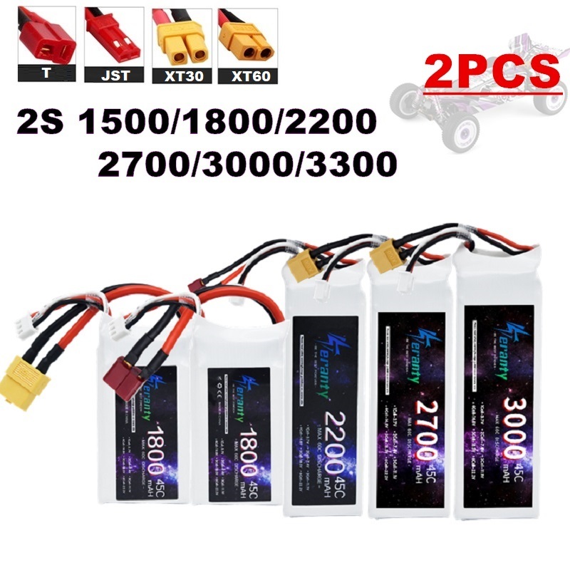2PCS 7.4V Lipo 2S Battery 1500 - Rc Hobby Drone ulasan dan harga