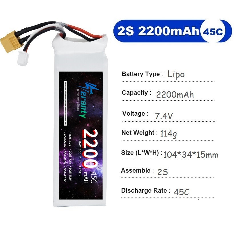 2PCS 7.4V Lipo 2S Battery 1500 - Rc Hobby Drone ulasan dan harga