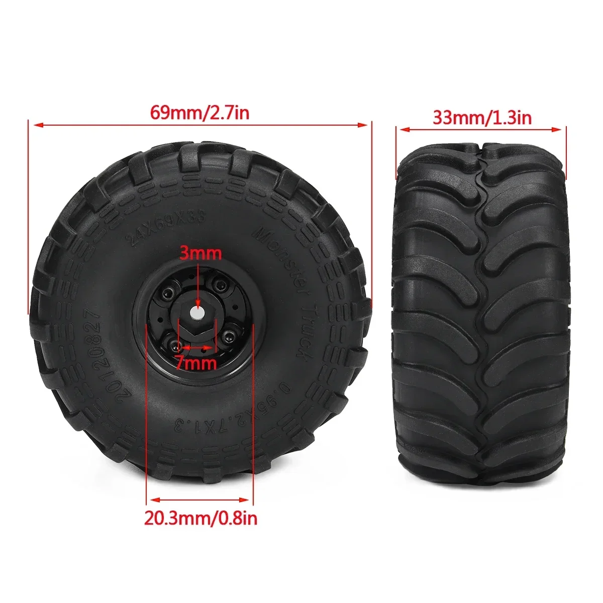 4pcs Monster Truck Tires with  - Rc Hobby Trucks ulasan dan harga